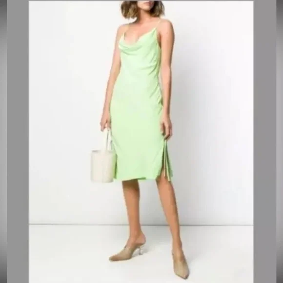 Staud convertible ruched mini neon green dress - Picture 2 of 6